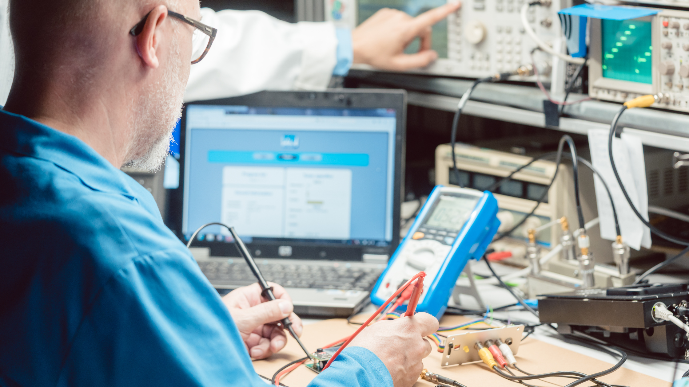 An engineer testing an electrical product